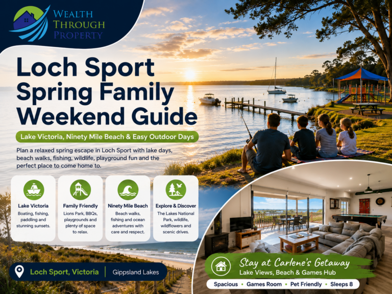 Spring family weekend in Loch Sport featuring Lake Victoria, Ninety Mile Beach and outdoor activities around the Gippsland Lakes.