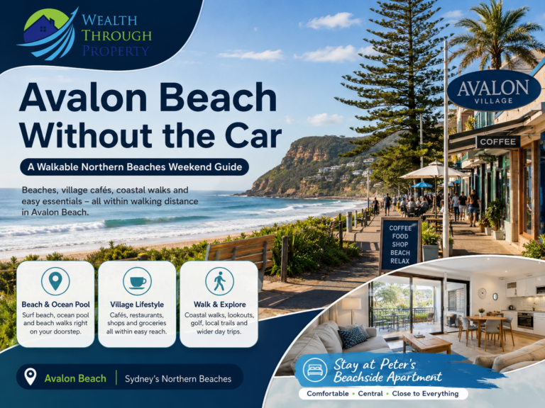 Avalon Beach walkable weekend guide featuring the Northern Beaches coastal setting, beach access, village atmosphere and a relaxed car-light getaway.