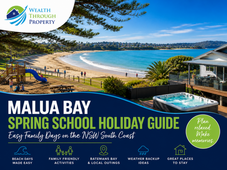 Malua Bay Beach on the NSW South Coast for a spring school holiday family guide near Batemans Bay.