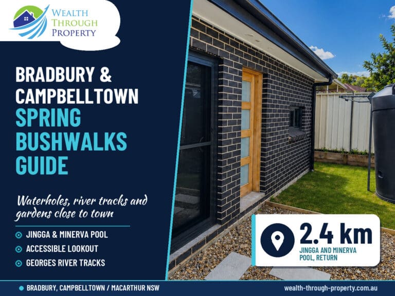 Bushwalks near Campbelltown cover: Dharawal National Park, Georges River and Mount Annan walks from a Bradbury stay
