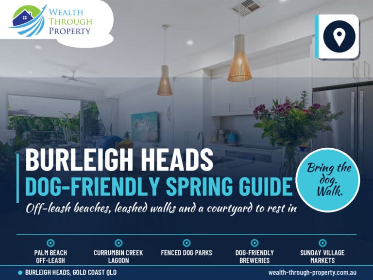 Dog-friendly Burleigh Heads guide cover: off-leash beaches, walks and a spring stay at Abby's Burleigh Haven