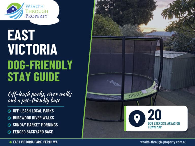 Dog-friendly East Victoria Park guide cover with the fenced backyard at Sasha's Cottage on the Hill, Perth