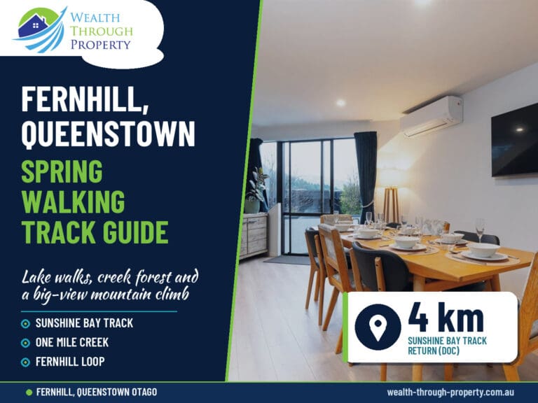Fernhill walking tracks guide cover for Queenstown, with a Lake Wakatipu balcony outlook from Sarah's Scenic Stay