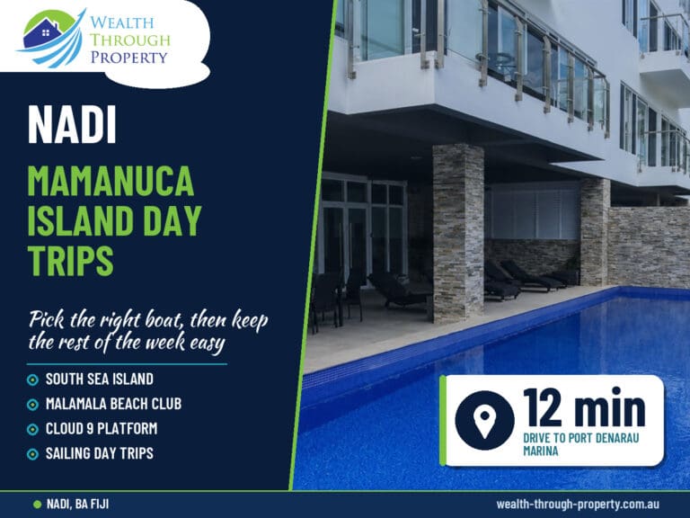 Shared pool at Holiday Homes Fiji in Nadi, cover for a guide to Mamanuca island day trips from Port Denarau