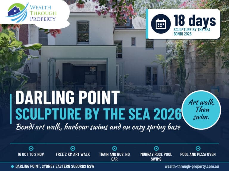 Sculpture by the Sea Bondi 2026 cover: Darling Point art walk stay guide over a harbour view of The Darling Private Oasis