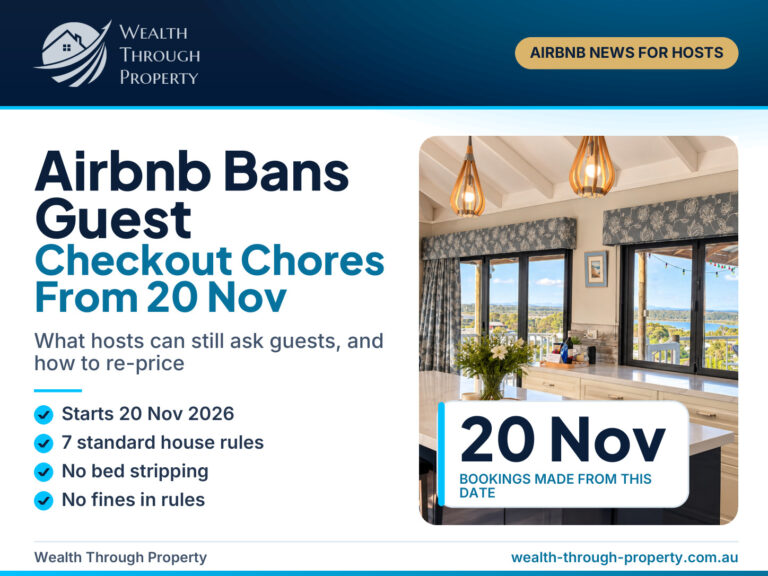 WTP cover: Airbnb Bans Guest Checkout Chores From 20 Nov, with chips on the 7 standard house rules and no fines