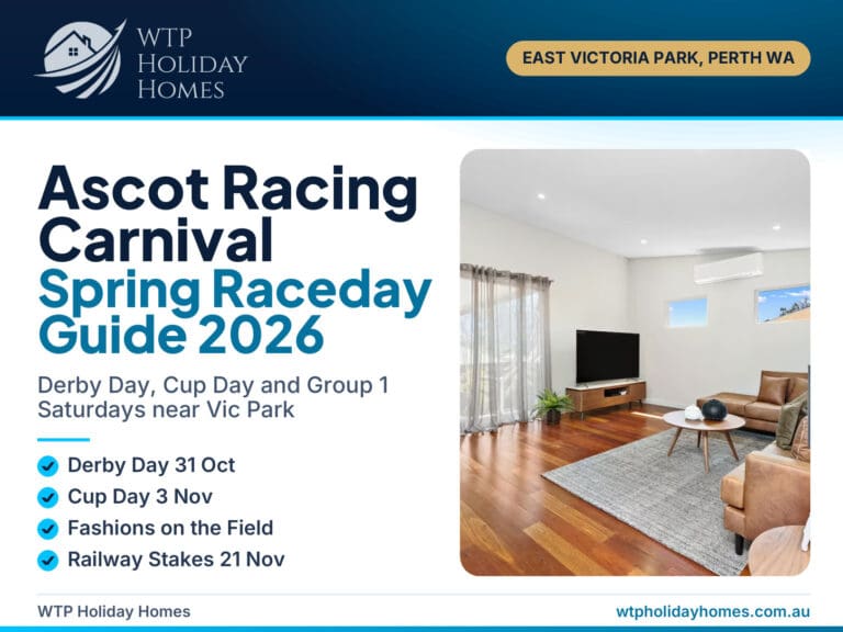 Ascot Racing Carnival 2026 guide cover for a race weekend stay at Sasha's Cottage on the Hill in East Victoria Park, Perth