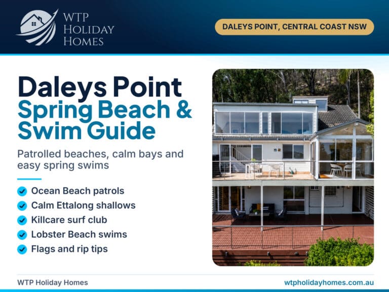 Daleys Point spring beach guide cover with Brisbane Water views from Carinya Coastal Escapes