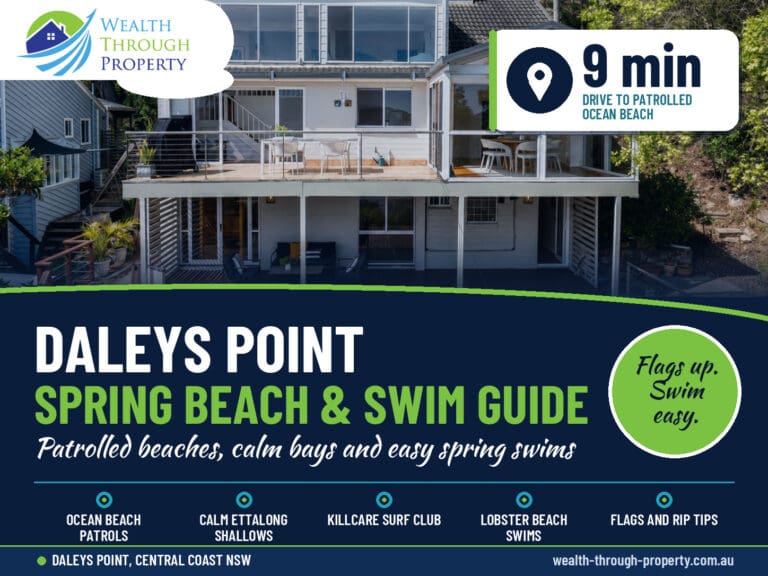 Daleys Point spring beach guide cover with Brisbane Water views from Carinya Coastal Escapes