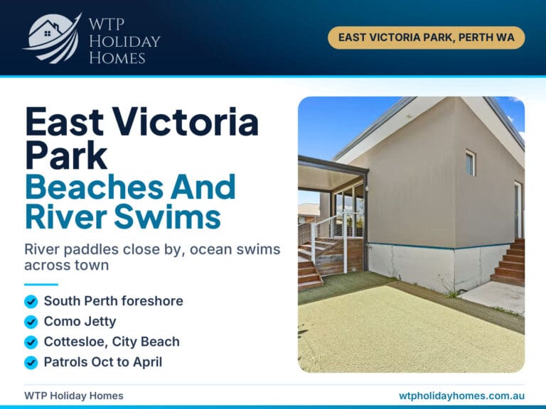 WTP cover for a guide to beaches near East Victoria Park, Perth: Swan River swims, Cottesloe and spring beach days