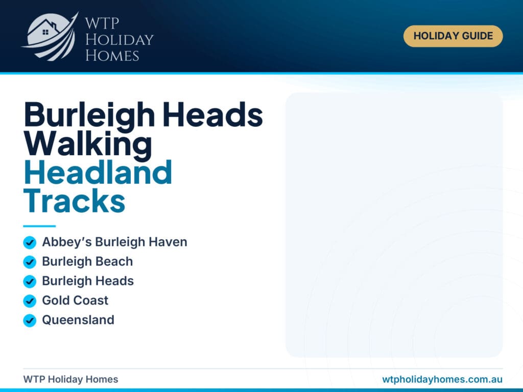 Featured image for a Burleigh Heads walking and wildlife guide showing coastal headland, creek, nature and relaxed holiday-home cues.