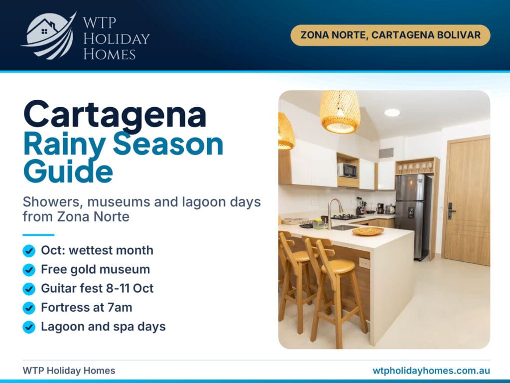 Cartagena rainy season guide cover with a covered balcony dining area at Kristal's Forest View in Zona Norte