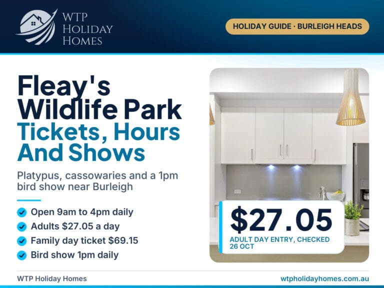 Cover: Fleay's Wildlife Park (David Fleay Wildlife Park) tickets, hours and shows near Burleigh Heads, adult entry $27.05, open 9am to 4pm