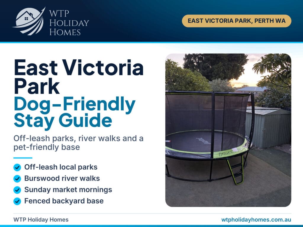 Dog-friendly East Victoria Park guide cover with the fenced backyard at Sasha's Cottage on the Hill, Perth