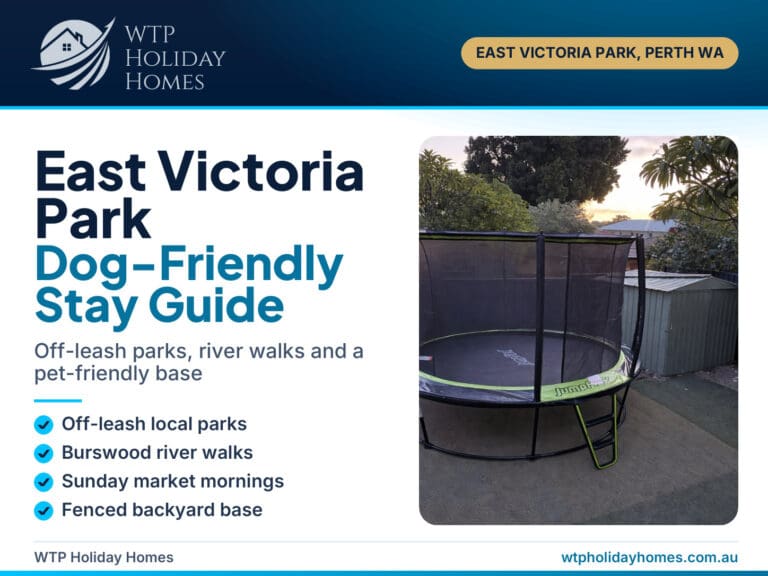 Dog-friendly East Victoria Park guide cover with the fenced backyard at Sasha's Cottage on the Hill, Perth