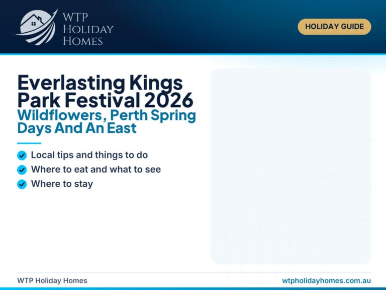 Everlasting Kings Park Festival 2026 Perth spring guide showing Western Australian wildflowers, Kings Park and the Perth skyline.