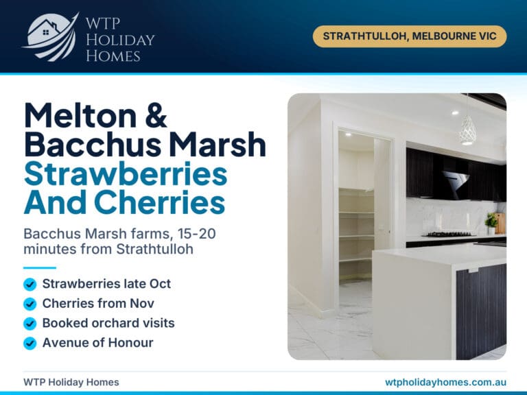 Fruit picking near Melton cover: Bacchus Marsh strawberries and cherries guide for a Strathtulloh stay