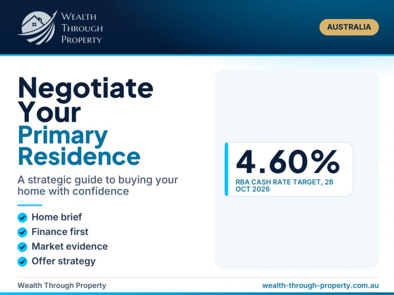 Cover graphic for a guide to negotiating the purchase of your primary residence in Australia