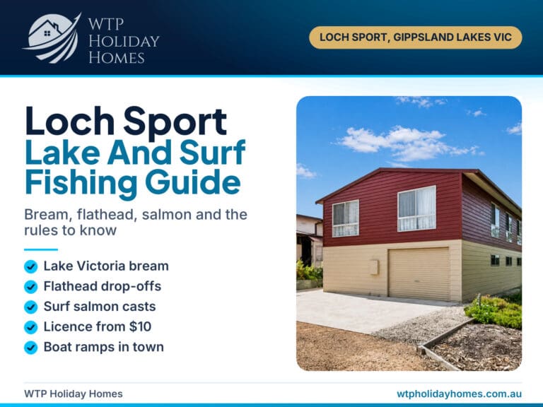 Loch Sport fishing guide cover with Carlenes Getaway parking for boats and trailers near Lake Victoria
