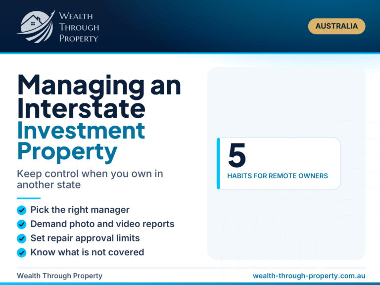 Cover graphic for a guide to managing an interstate investment property in Australia