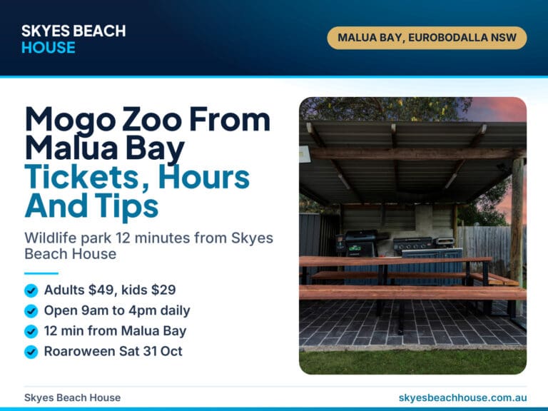 Mogo Zoo From Malua Bay cover: tickets, hours and tips, with Skye's Beach House backyard BBQ area photo