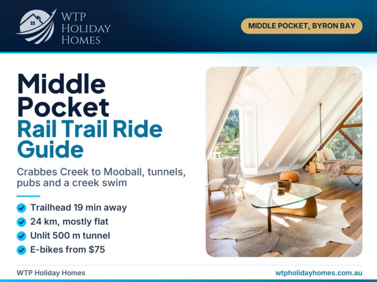 Northern Rivers Rail Trail guide cover: Crabbes Creek rides from Middle Pocket, Byron hinterland spring