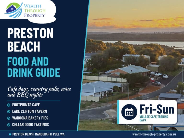 Preston Beach food guide cover showing the outdoor kitchen BBQ at Gracie & Dan's Coastal Retreat under festoon lights