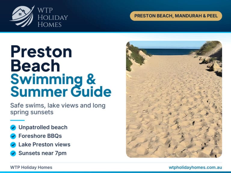Sandy dune track leading to the Indian Ocean at Preston Beach WA, cover for a Preston Beach swimming and summer guide