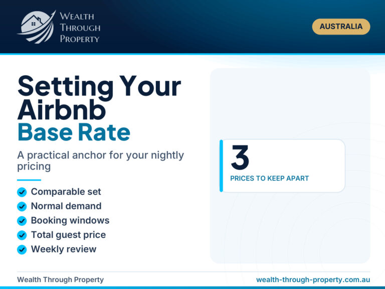 Cover graphic for a guide to setting the right Airbnb base rate