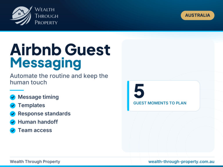 Wealth Through Property cover for Airbnb guest messaging guide