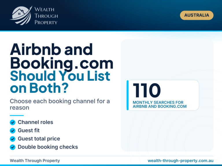 Airbnb and Booking.com multi-platform listing guide cover from Wealth Through Property