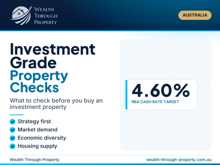Investment grade property checks cover with the Wealth Through Property logo
