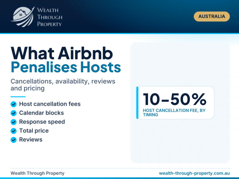 Cover for a guide to what Airbnb penalises hosts for: cancellation fees, availability, reviews and pricing