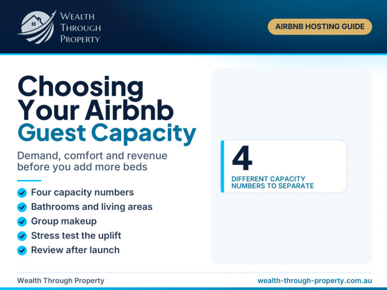 Cover graphic for a guide on choosing the right Airbnb guest capacity